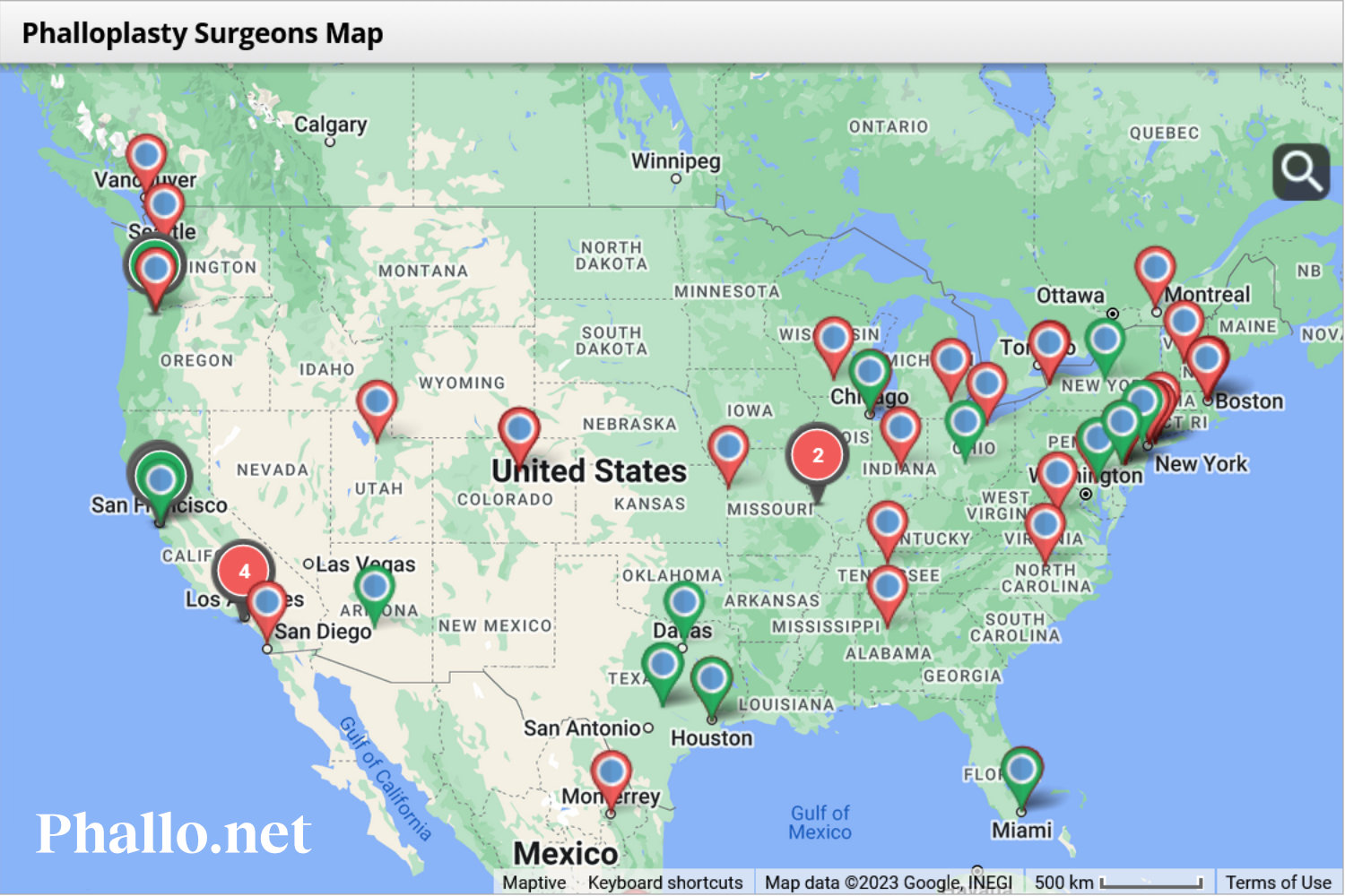 FTM Phalloplasty Surgeons Map